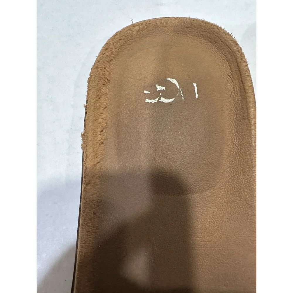 Ugg Slide Upper Leather Seaside Sandals Brown Men's Size 9